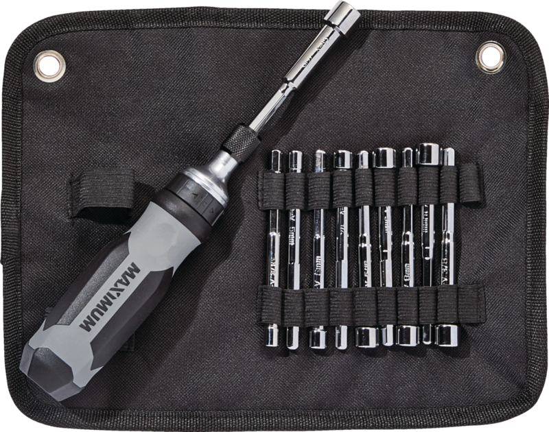 MAXIMUM Ratcheting Nut Driver Set with Storage Bag,