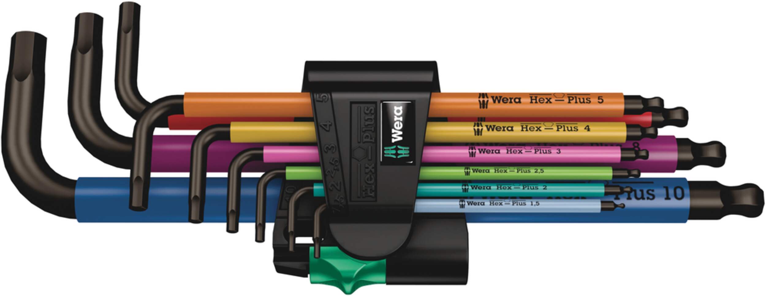 Wera Hex Key Set/Allen Wrench Set, Colour-Coded Sleeve, Metric, 9-pc Front_Flat
