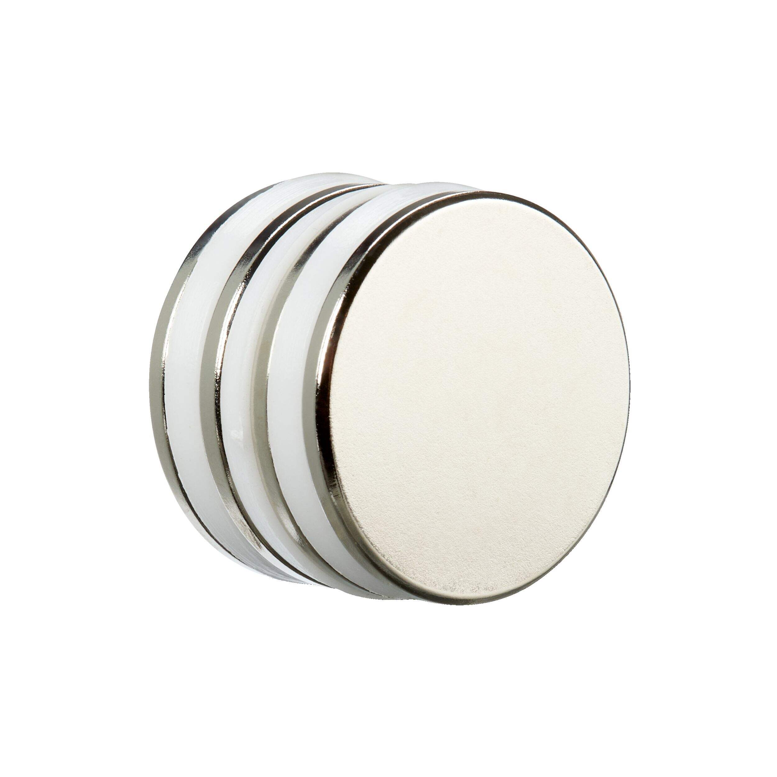 Aimants ronds Mastercraft, résistants à la corrosion, plaqué nickel, 32 x 3 mm, paq. 4 Front_Three_Fourths_Angled_Right