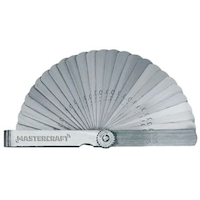 Mastercraft 26 Leaf Feeler Gauge, Imperial with Metric Equivalents, Chrome Plated, 3-in Front_Flat