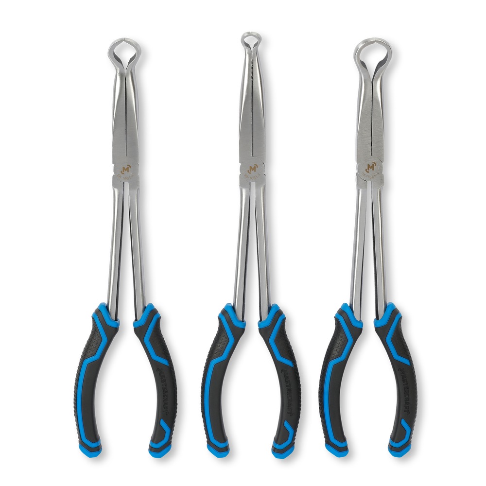 Mastercraft Hose Grip Pliers Set, Round Jaws, Comfort Grip, Rust Resistant, Carbon Steel, 3pc