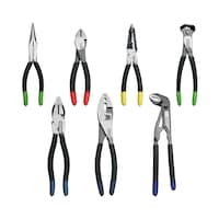 MAXIMUM Professional Grade Pliers Set, Soft Vinyl Grip, Carbon Steel, Colour-Coded Tips, 7-pc Front_Flat