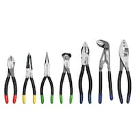 MAXIMUM Professional Grade Pliers Set, Soft Vinyl Grip, Carbon Steel, Colour-Coded Tips, 7-pc Front_Flat