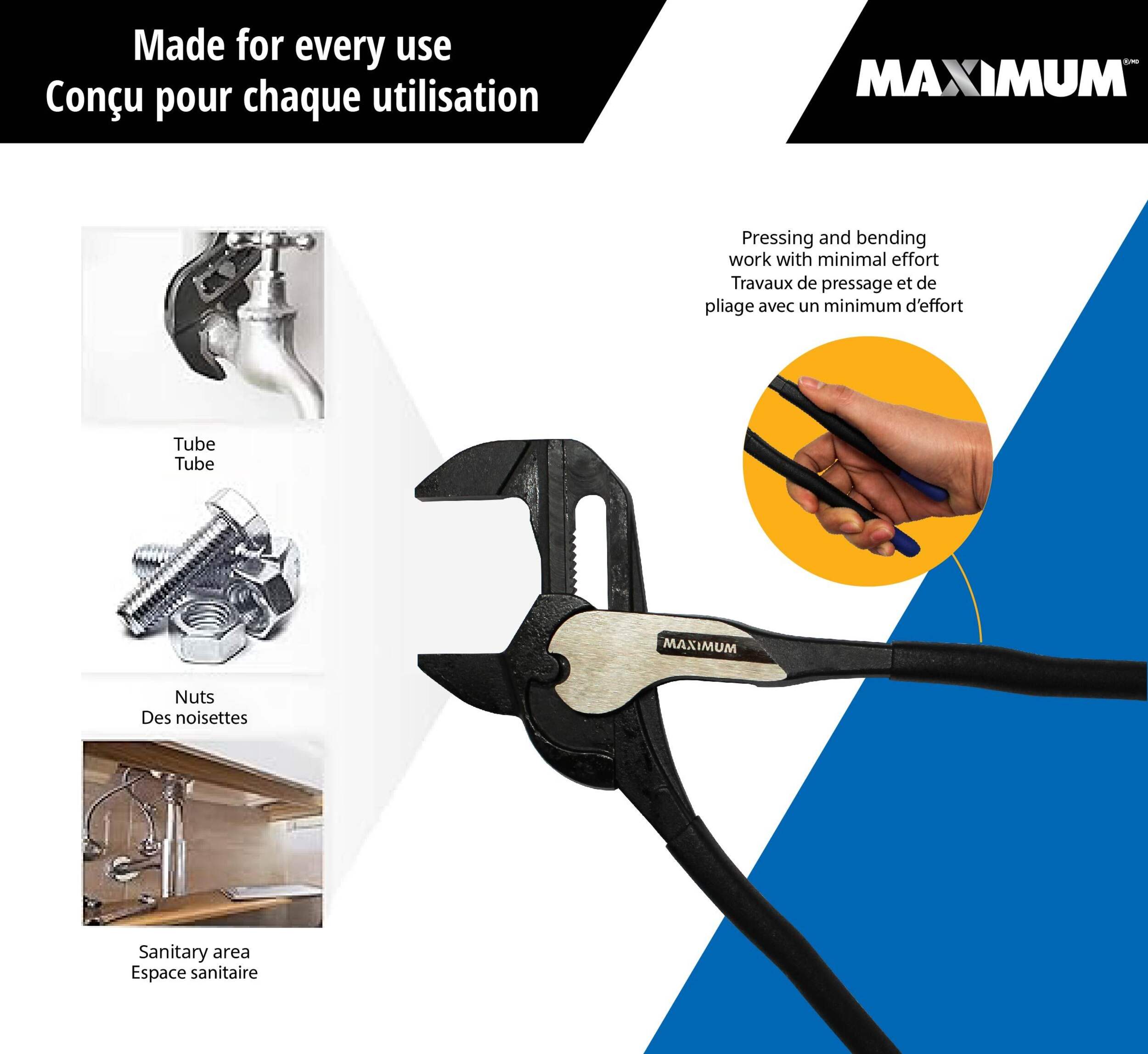 MAXIMUM Pliers Wrench, Smooth Jaws, Black Oxide Coating, Rust Resistant