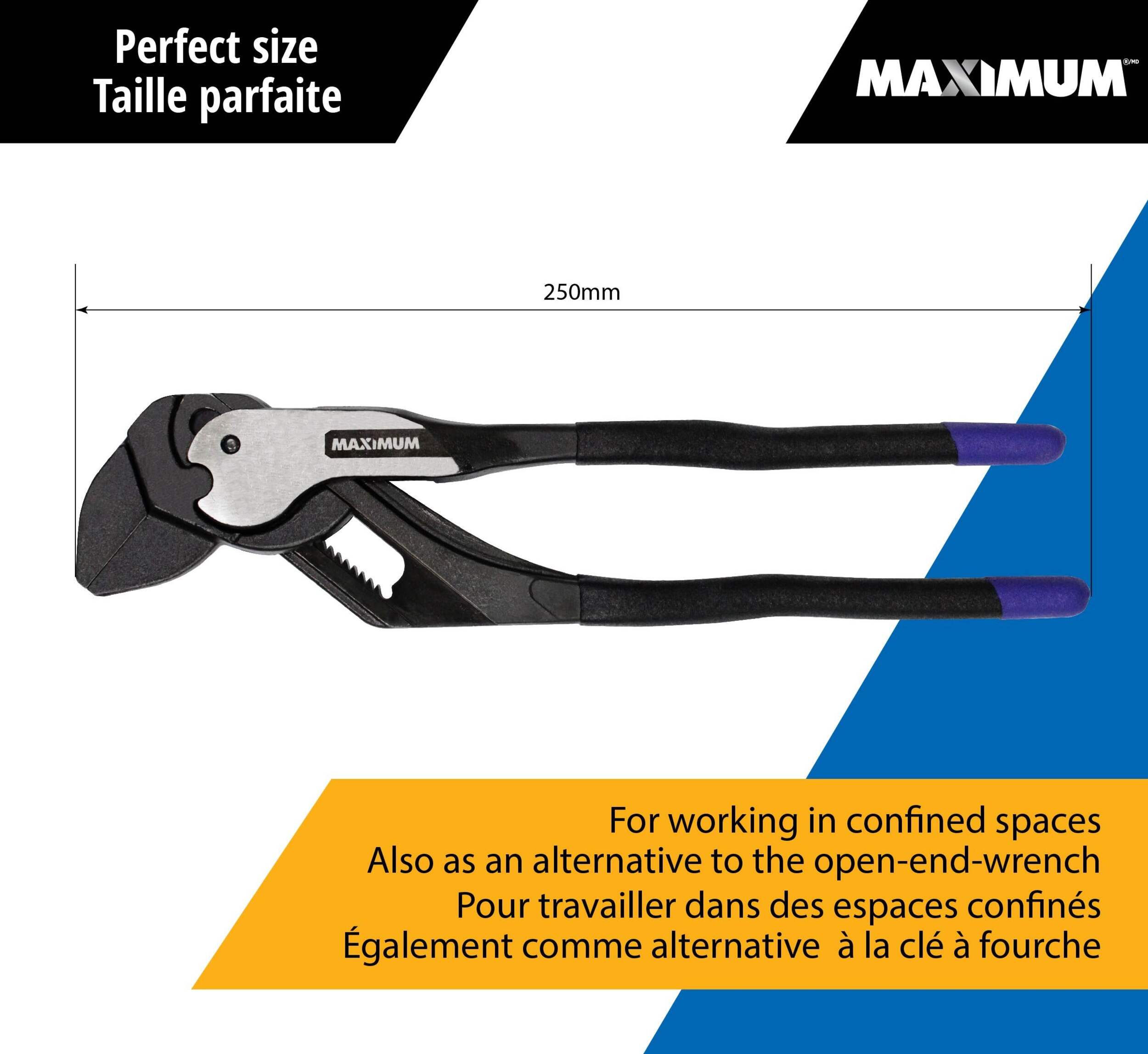 MAXIMUM Pliers Wrench, Smooth Jaws, Black Oxide Coating, Rust Resistant
