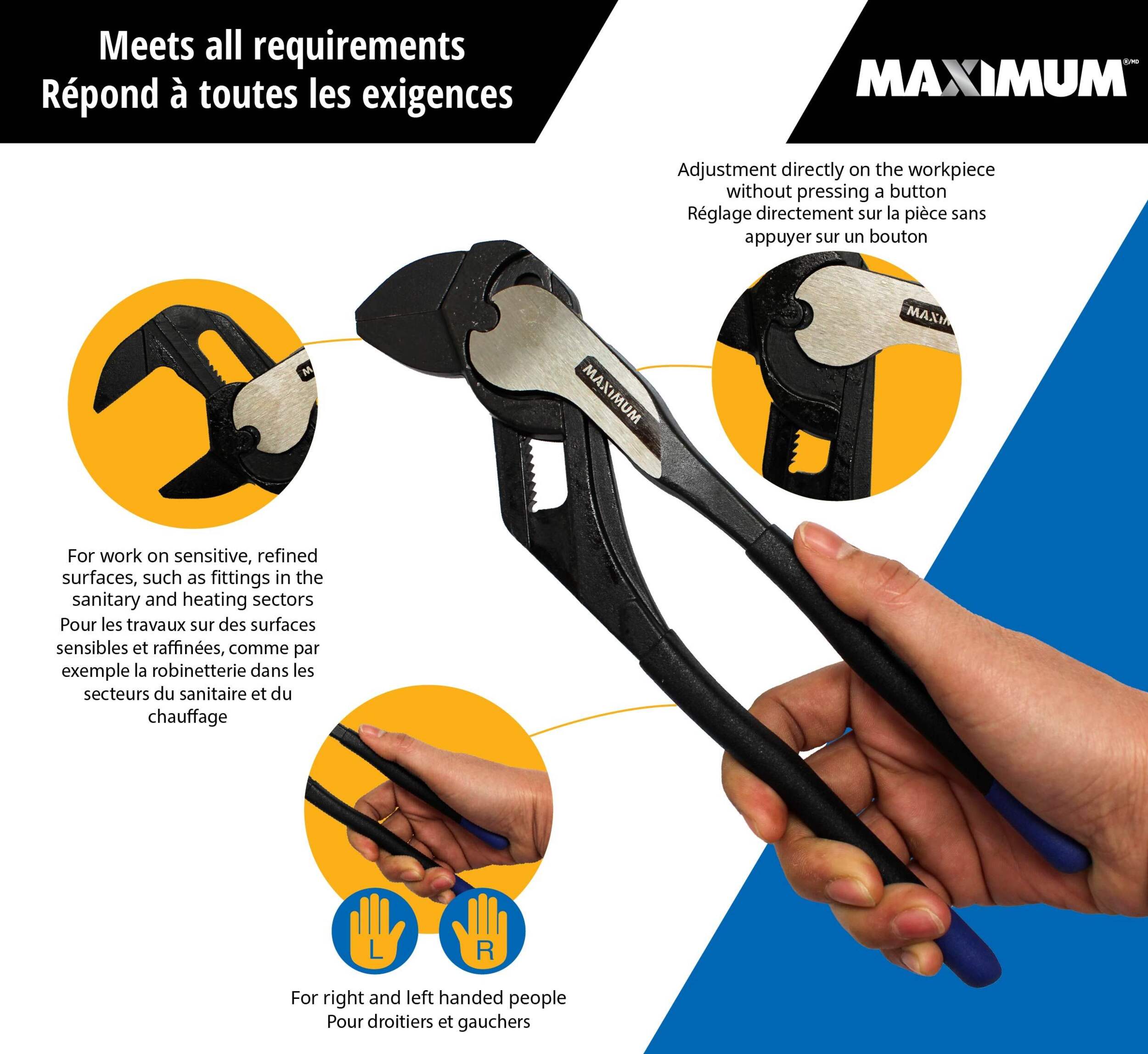 MAXIMUM Pliers Wrench, Smooth Jaws, Black Oxide Coating, Rust Resistant
