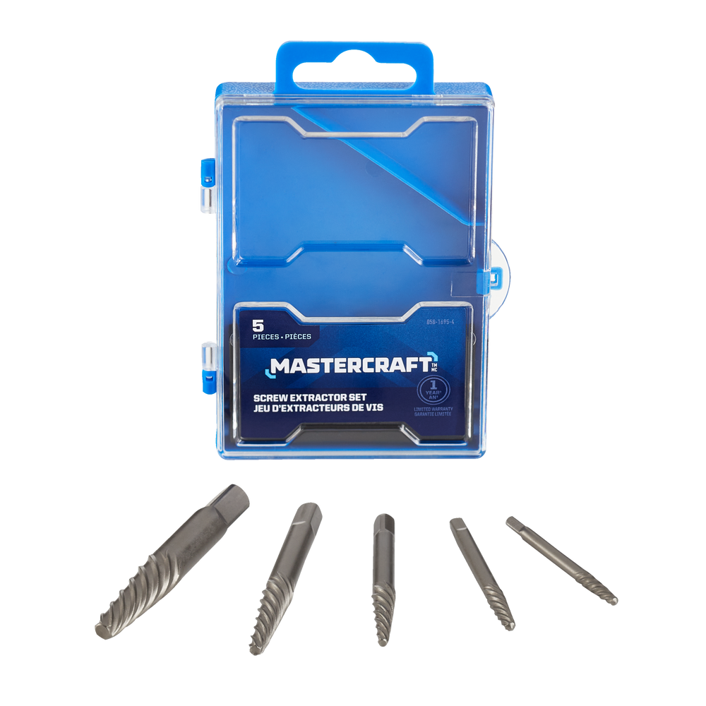 Mastercraft Screw Extractor Set with Hard Case, 5pc Canadian Tire