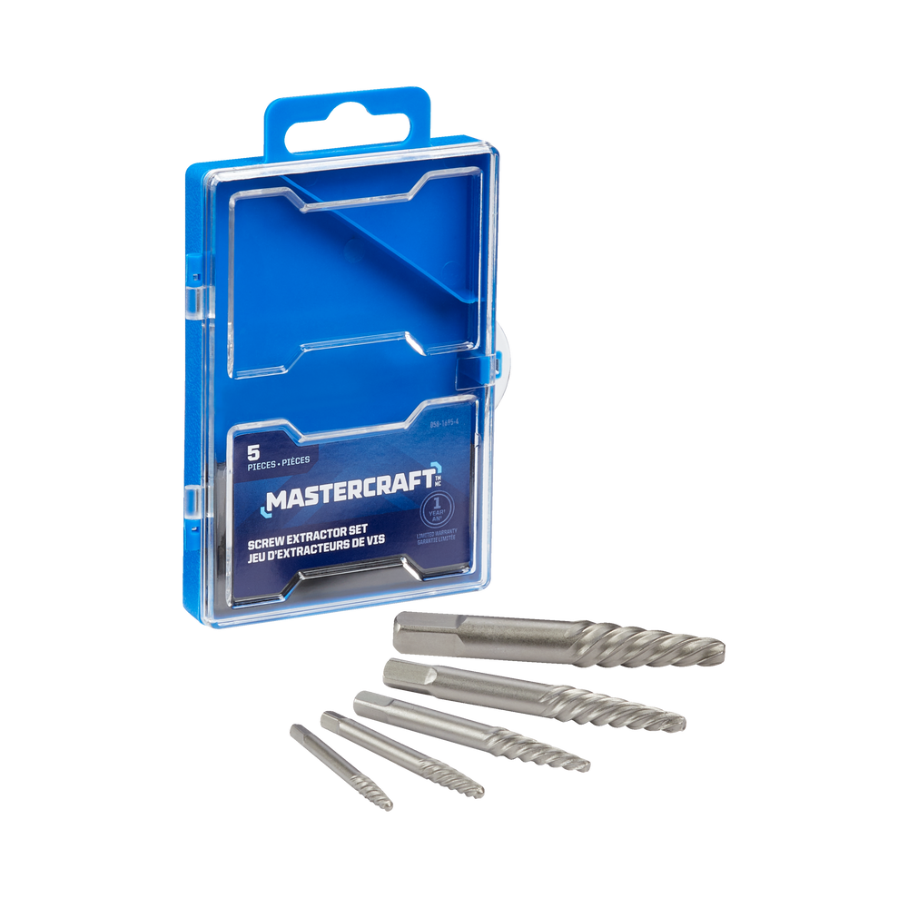 Mastercraft Screw Extractor Set with Hard Case, 5pc Canadian Tire