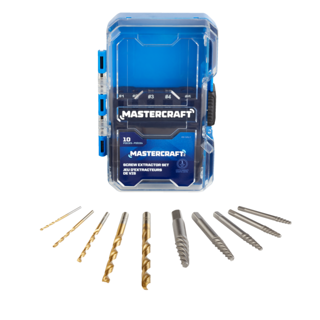 Mastercraft Screw Extractor & Drill Bit Set with Heavy Duty Carrying Case, 10pc Canadian Tire