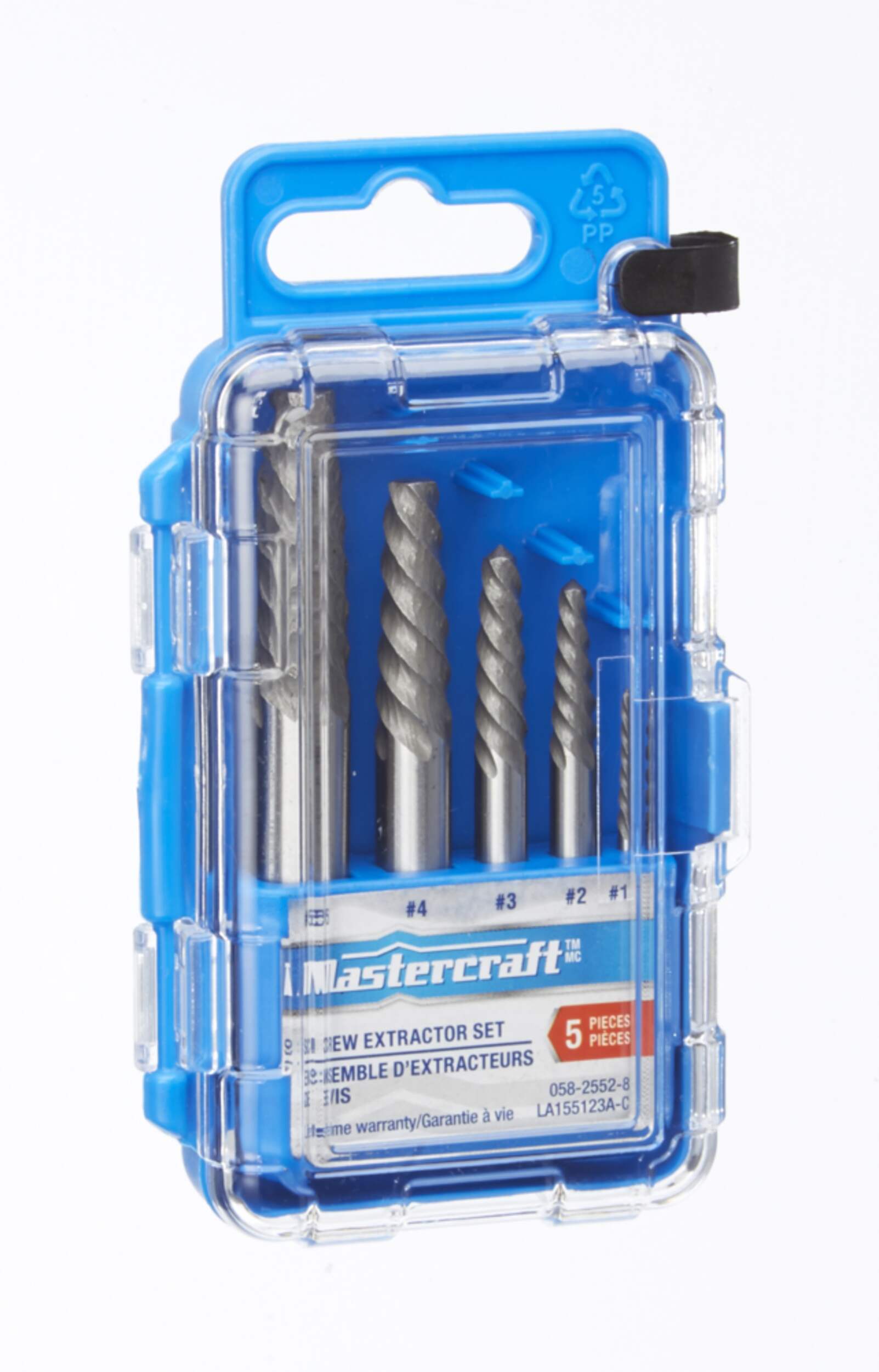 Mastercraft Screw Extractor Set, CrV Steel, Sizes 1 to 5, 5pc