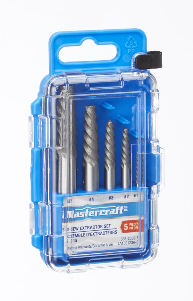 Mastercraft Screw Extractor Set, CrV Steel, Sizes 1 to 5, 5pc