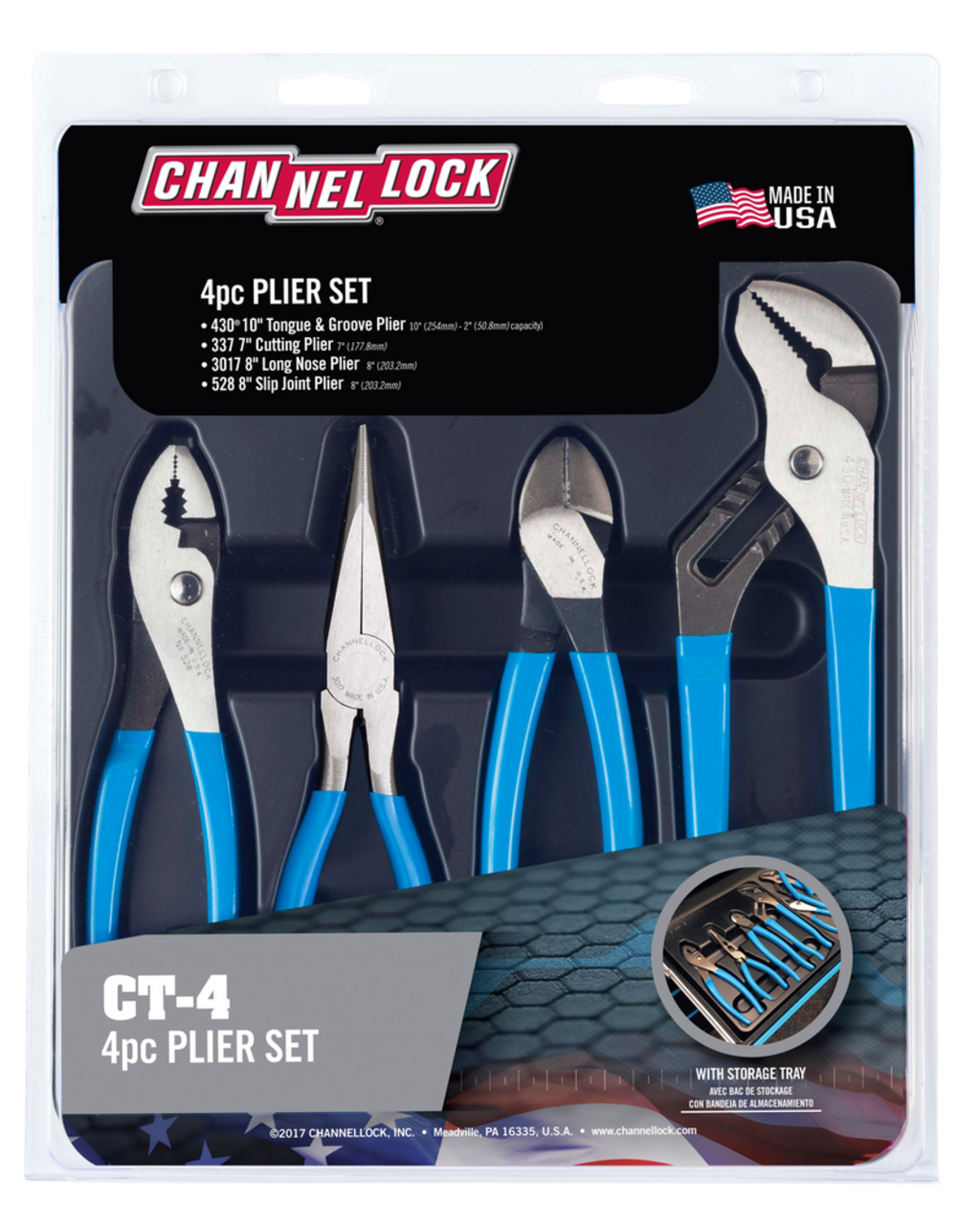 Channellock® CT-4 Pliers Set, Rust Resistant, High Carbon Steel, 4-pc