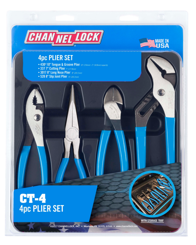 Channellock® CT4 Pliers Set, Rust Resistant, High Carbon Steel, 4pc