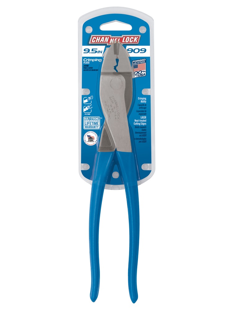 Channellock® 909 Crimping Tool Pliers with Cutter, 1022 Gauge, High Carbon Steel, 9.5in