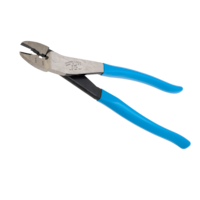 CHANNELLOCK® 909 Crimping Tool Pliers with Cutter, 10-22 Gauge, Forged High Carbon Steel, 9.5-in (24.1 cm) Front_Three_Fourths_Angled_Left