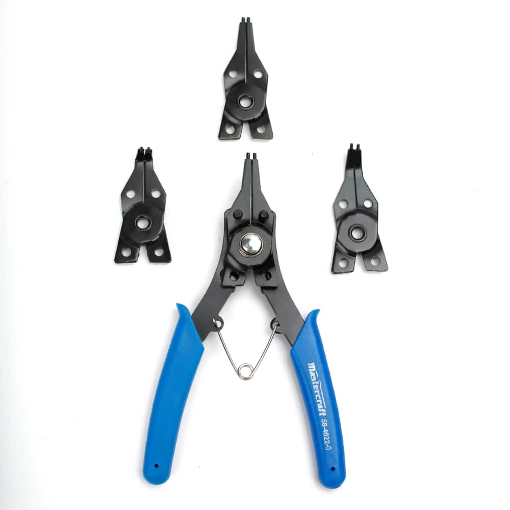 Mastercraft Convertible Retaining/Snap Ring Pliers Set with 3  Interchangeable Jaws 10-15mm