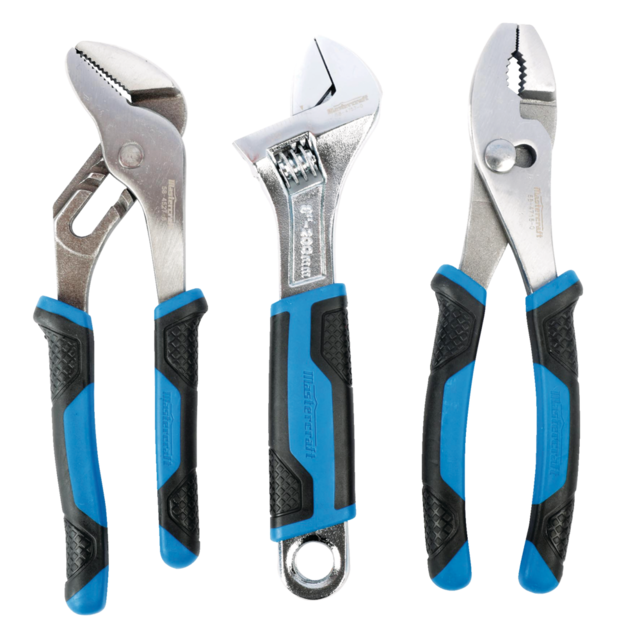 Mastercraft Pliers & Wrench Set, Comfort Grip Handles, Carbon Steel, 3
