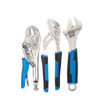 Mastercraft Pliers & Wrench Set, High Contrast Rubber Grips, Rust Resistant, Cr-V Steel, 3-pc Front_Flat