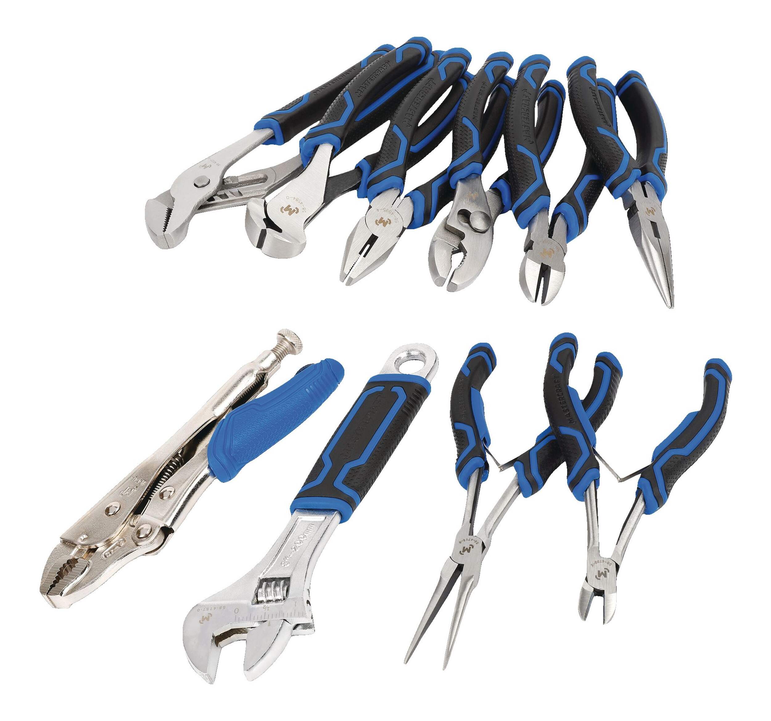 Mastercraft Wrench & Pliers Set, Machined Grooves, Double Shot Handle, Carbon Steel, 10-pc Composite_or_Mixed
