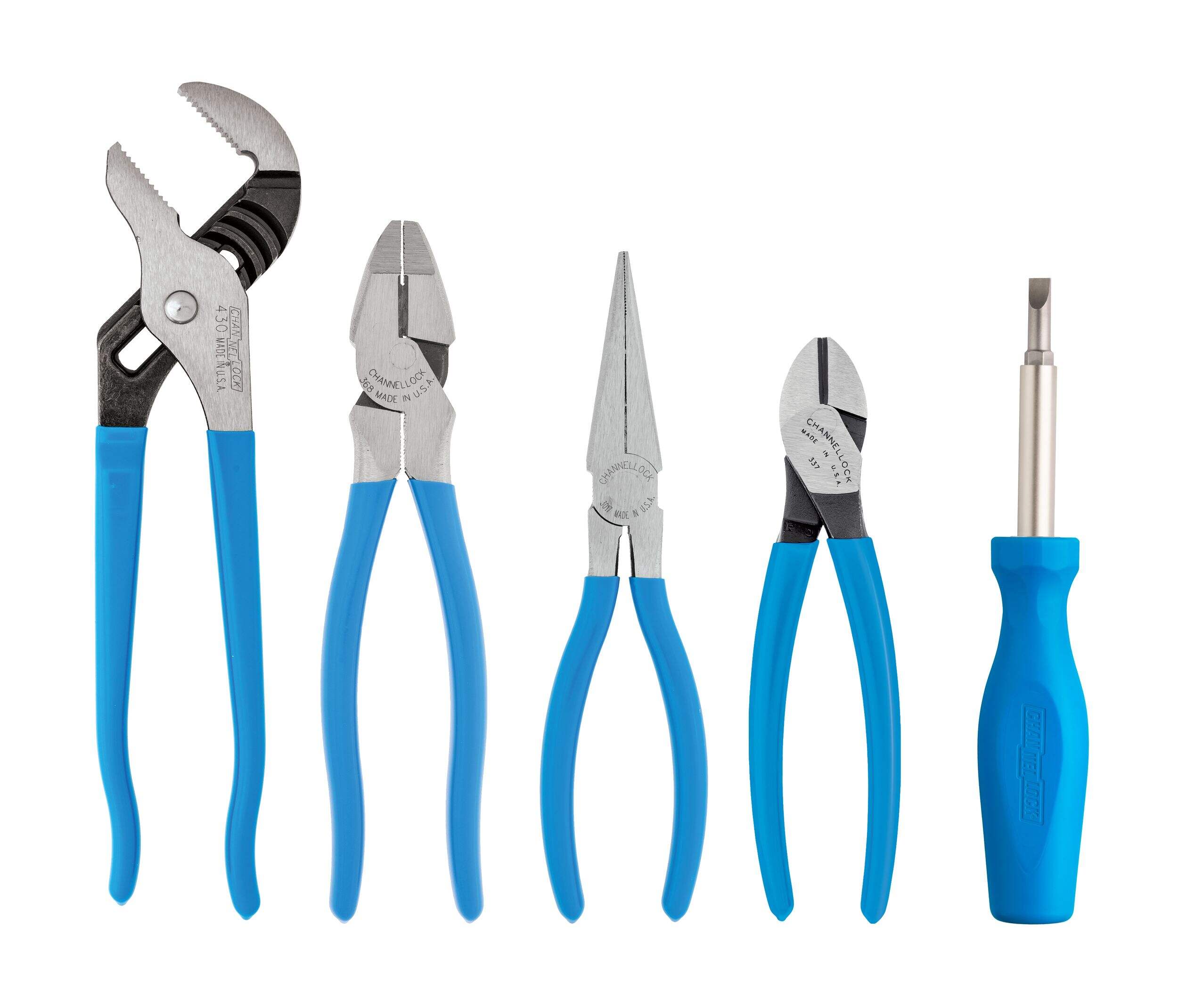 Channellock Pliers And Screwdriver Set, 5-Piece Overhead_Flat