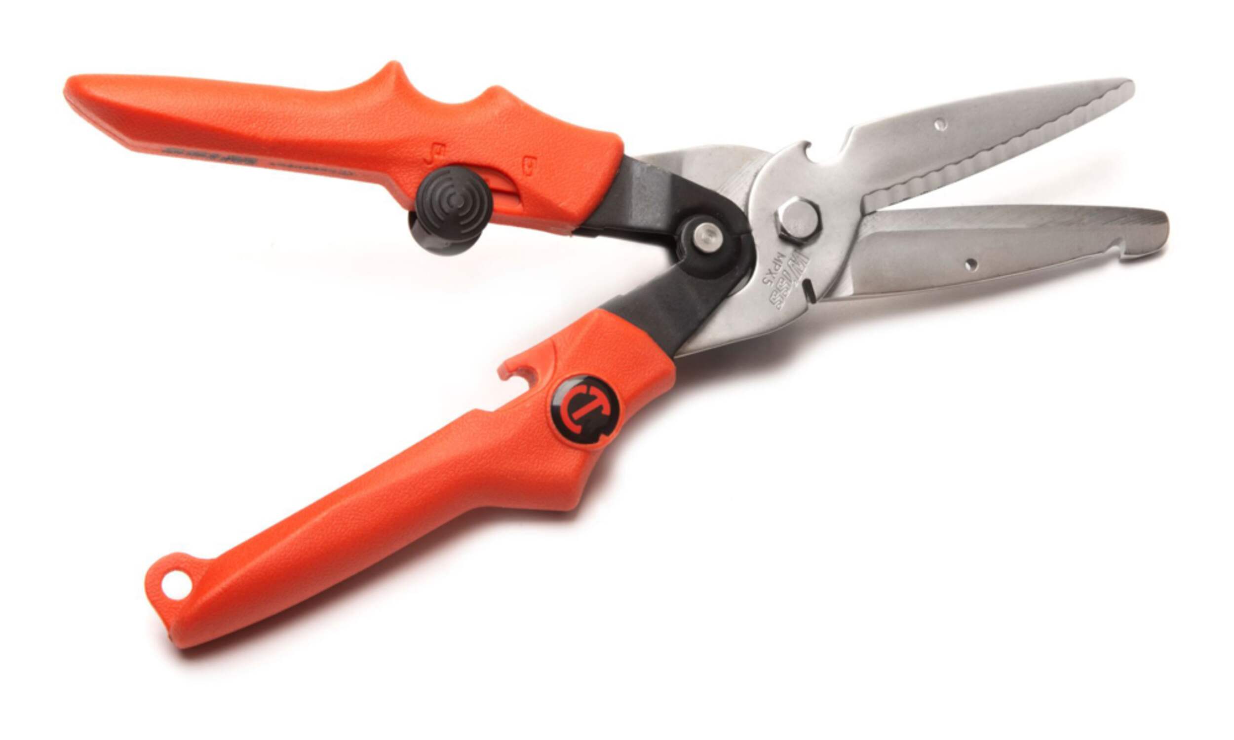 Wiss MPX5 Max-Cut Multi Purpose Snips/Cutters with 3-in Long Serrated Blades, 11-in Front_Angled_Right