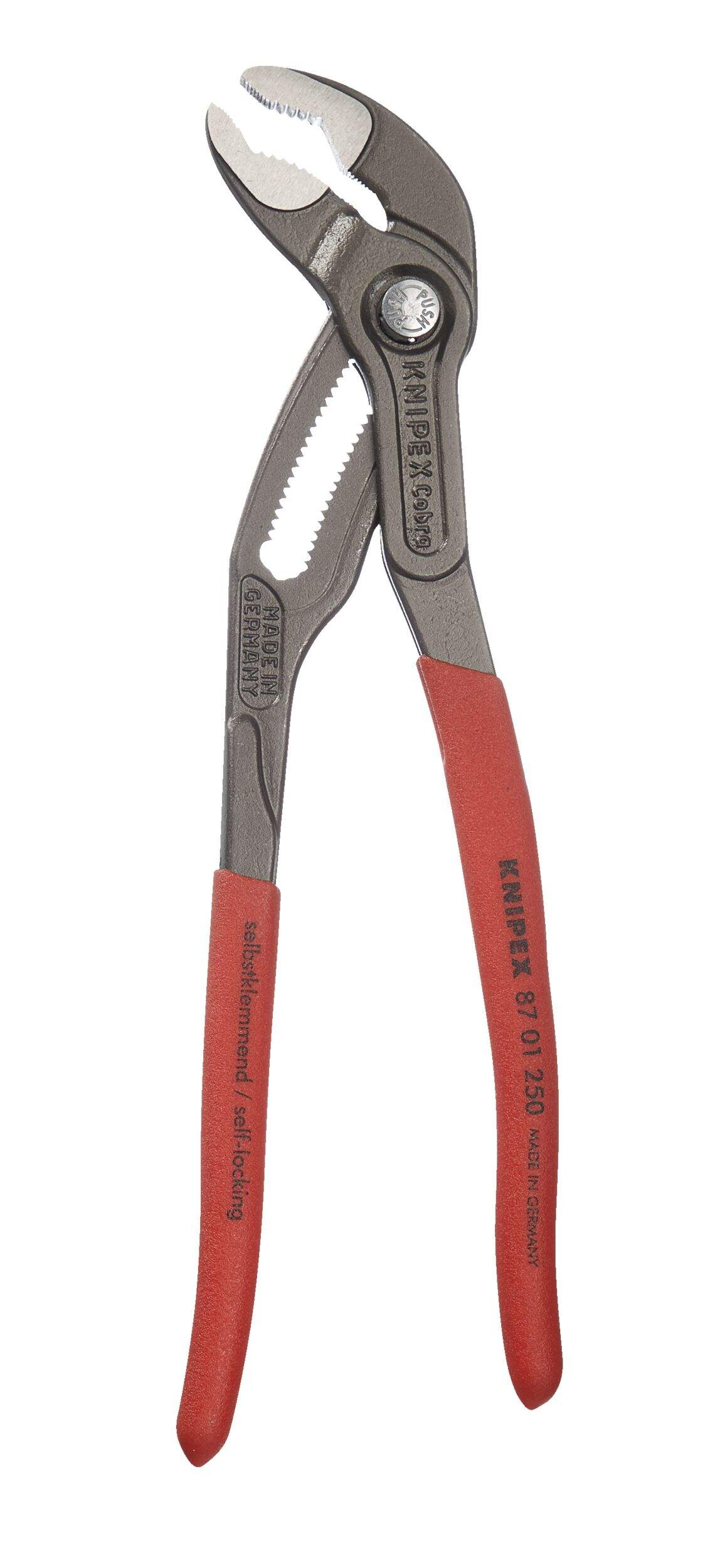 KNIPEX 87 01 250 SB Cobra High Tech Water Pump Pliers, Self Locking, Cr-V Steel, 10-in Front_Flat