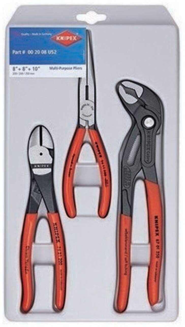 KNIPEX 00 20 08 US2 Universal Pliers Set with Cobra Pliers 3 pc