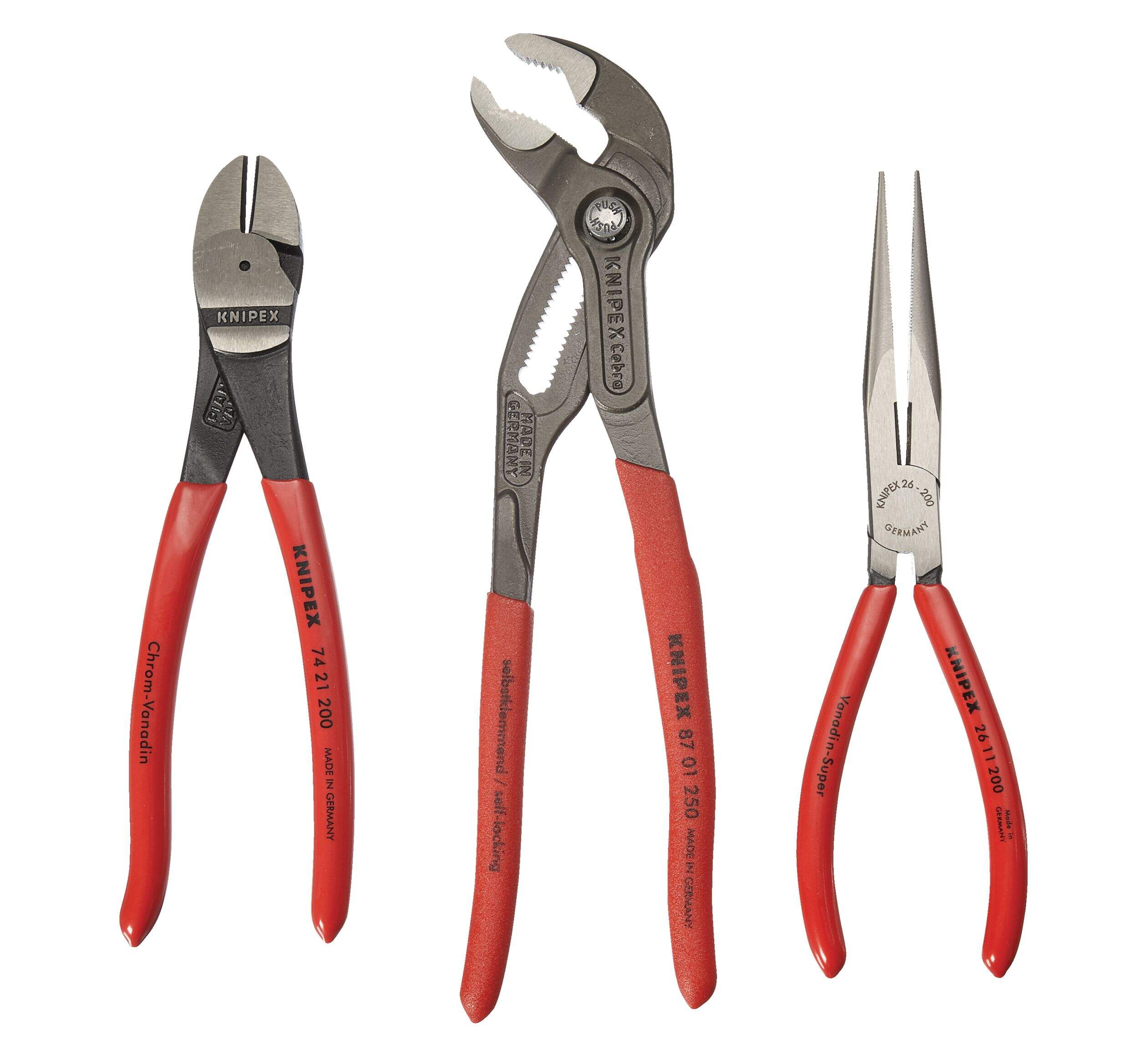 KNIPEX 00 20 08 US2 Universal Pliers Set with Cobra® Pliers, 3-pc Front_Flat