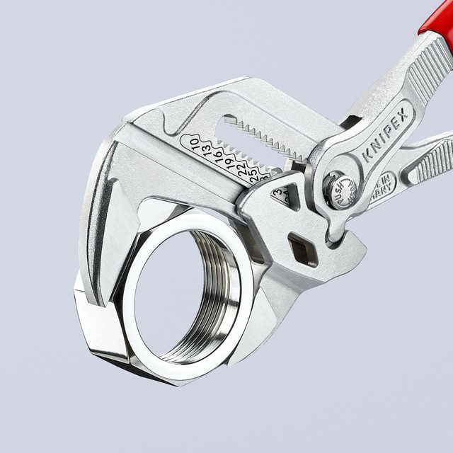 KNIPEX 86 03 180 SB Pliers Wrench, 13/8in Gripping Capacity, CrV