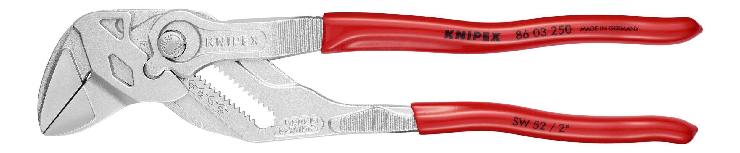 KNIPEX 86 03 250 SB Pliers Wrench, 2-in Gripping Capacity, Cr-V Steel, 10-in Front_Flat