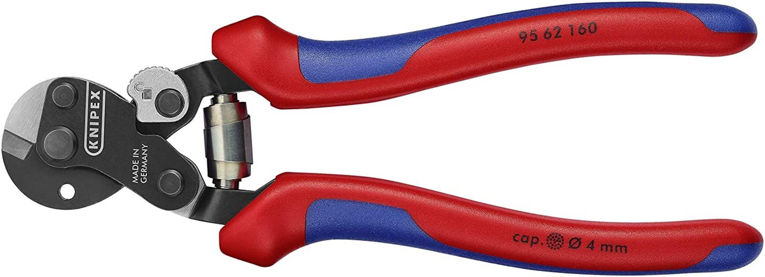 KNIPEX 95 62 160 Wire Rope Cutter with Thumb Lock and Opening Spring, 6-1/4-in Front_Flat