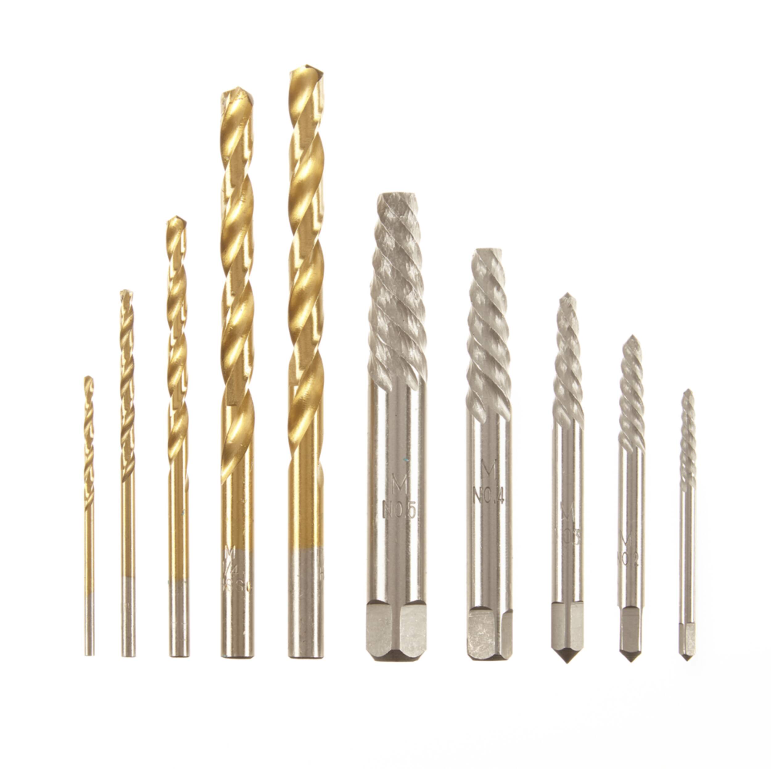 Mastercraft Screw Extractor and Drill Bit Set with Heavy Duty Carrying Case, 10-pc Front_Flat