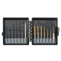 MAXIMUM Tap & Drill Set with Case, Titanium Coated, Carbon Steel, 13-pc Overhead_Flat