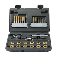 MAXIMUM Tap & Die Set, Metric, Titanium Coated, Alloy Steel, 26-pc Front_Elevated