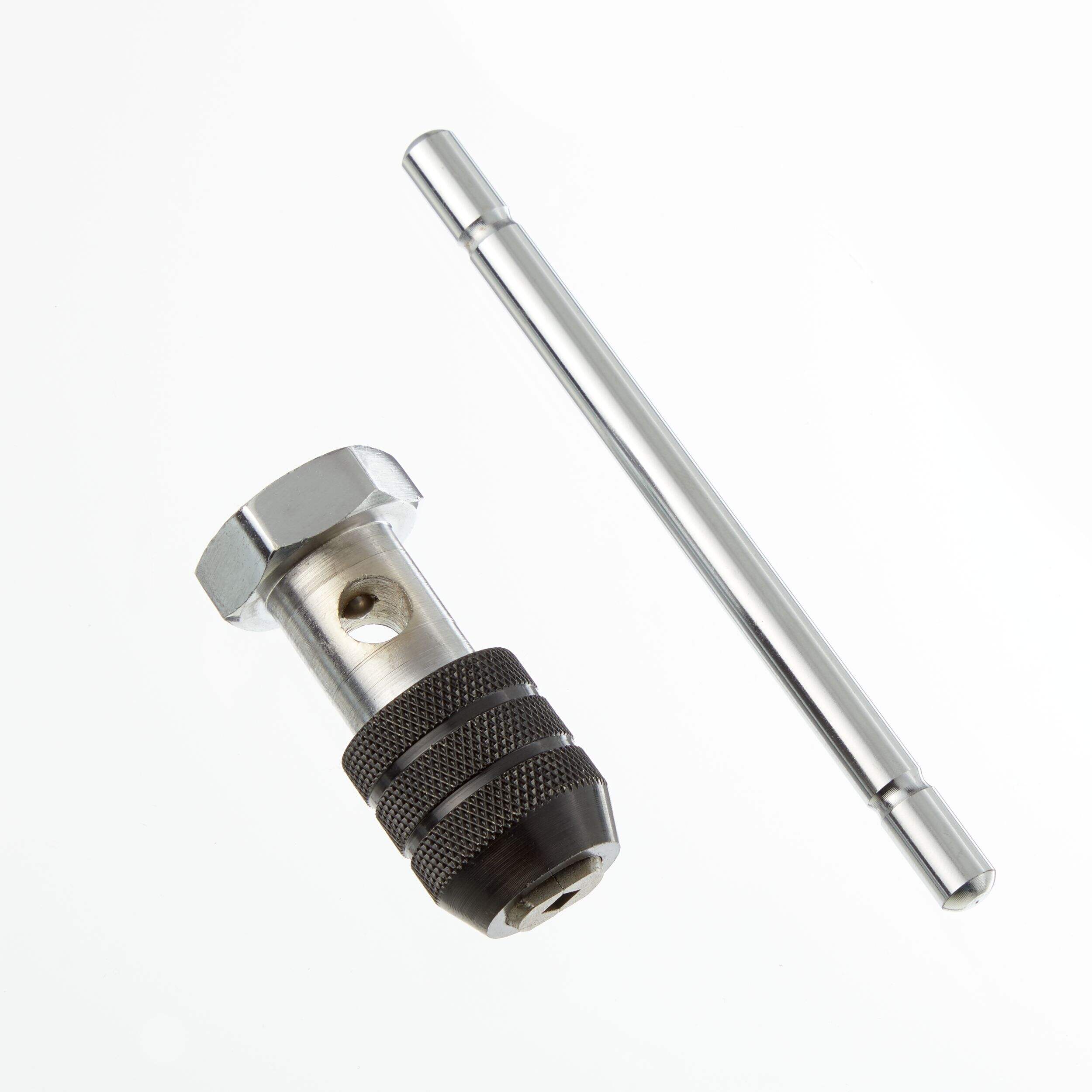 MAXIMUM T-Type Tap Wrench M3-M12 with Hex Head, Tempered Jaw Chrome Coating, Carbon Steel Overhead_Flat