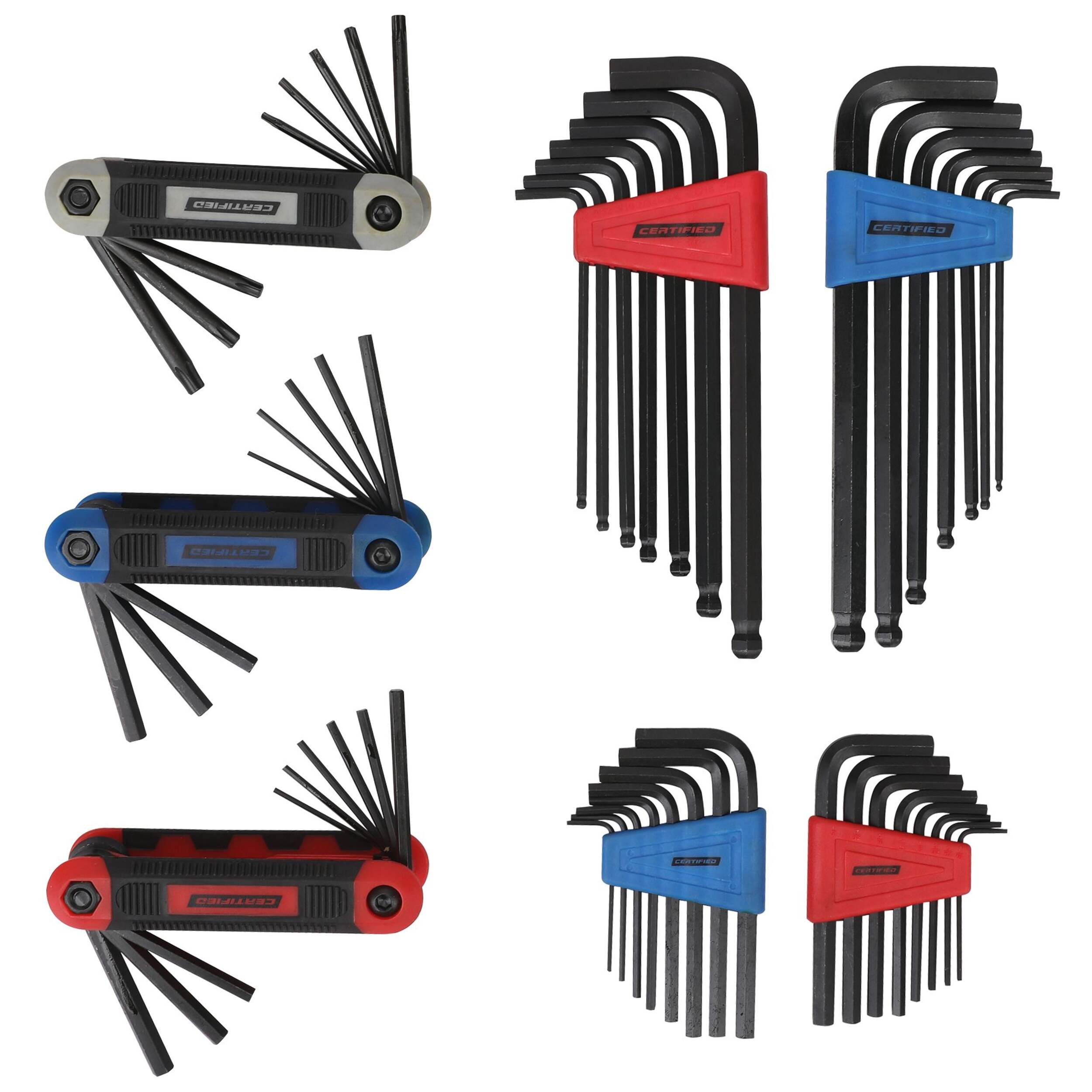 Certified Hex Key Set/Allen Wrench Set, Comfort Grip Handle, 55-pc Front_Elevated