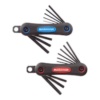 Mastercraft Folding Hex Key/Allen Wrench, Multi-Tip, Comfort Grip Handle, Cr-V Steel Keys, 2-pk Front_Flat