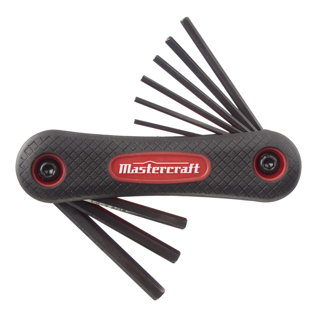 Mastercraft SAE Folding Comfort Grip Hex Key Set/Allen Wrench Set, CrV