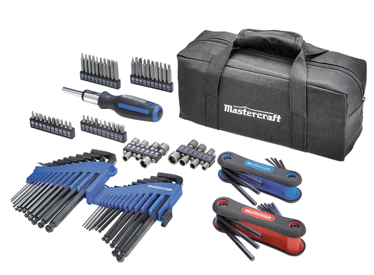 Mastercraft SAE/Metric Hex Key Set/Allen Wrench Set with Storage Bag, Rust  Resistant, Cr-V Steel, 98-pc