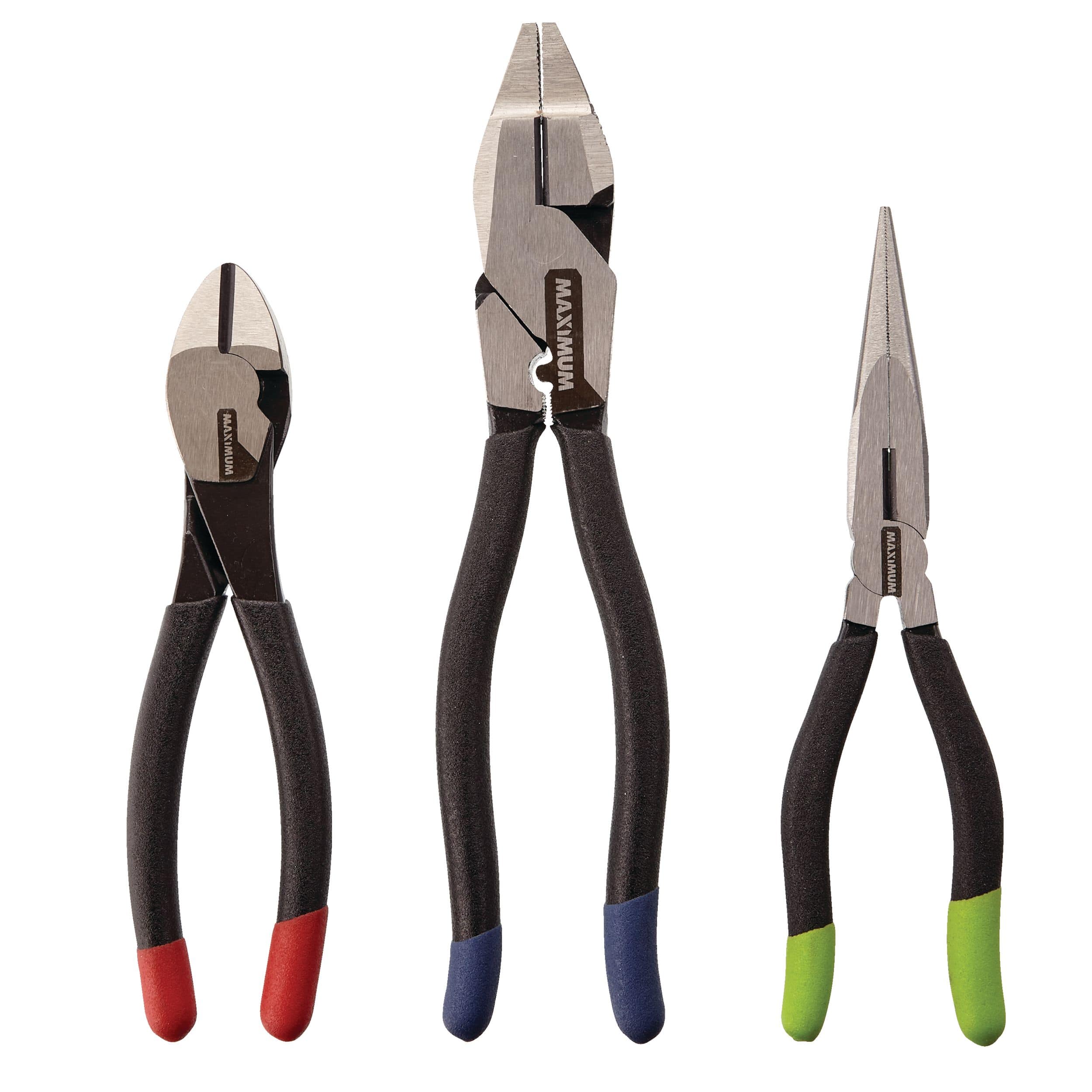 MAXIMUM Pliers Set, High-Quality Forged Tool Steel, Soft Vinyl Grip, Colour  Coded Tips, 3-pc