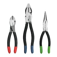 MAXIMUM Pliers Set, High-Quality Forged Tool Steel, Soft Vinyl Grip, Colour Coded Tips, 3-pc Front_Flat