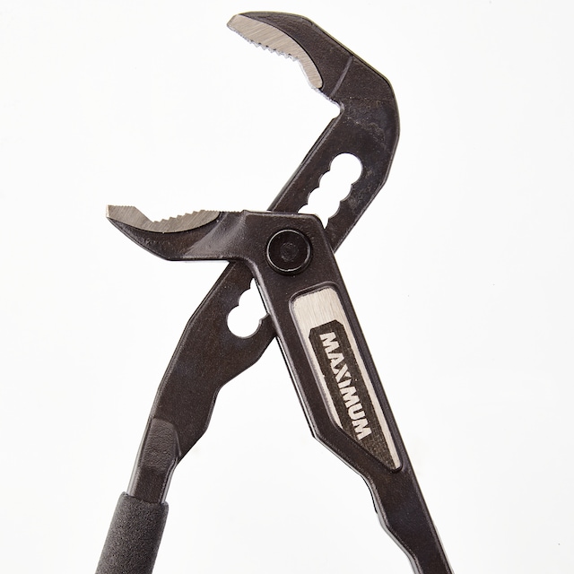 MAXIMUM Push Button V Jaw Tongue & Groove Pliers, 11/2in Jaw Capacity, Rust Resistant, 8in