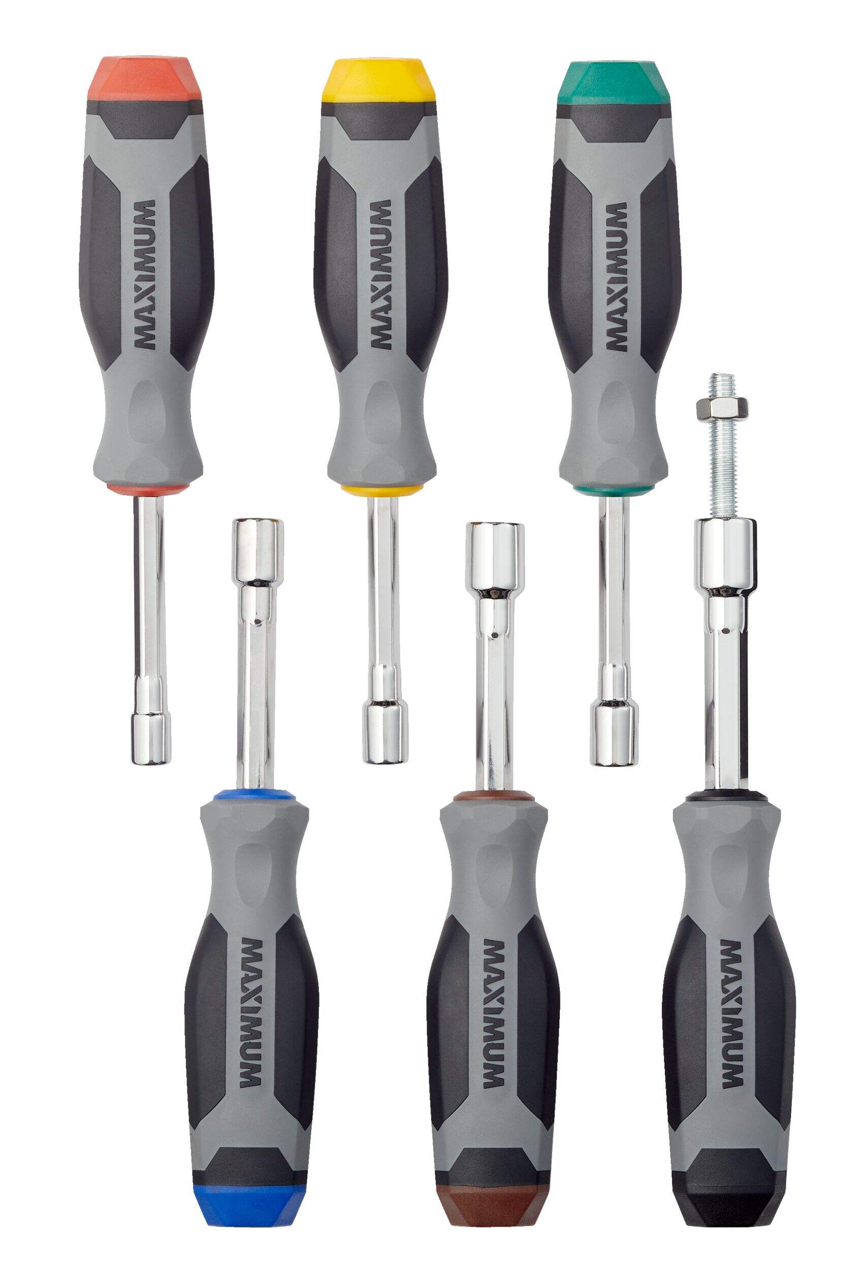 MAXIMUM Nut Driver Set, Hollow Shaft, SAE, 6-pc Front_Flat