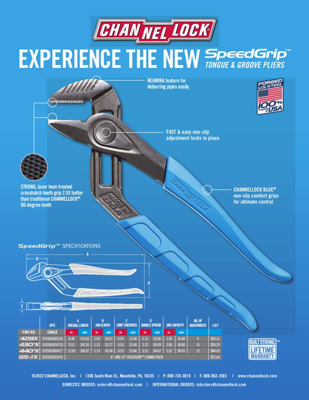 Channel lock pliers clearance warranty