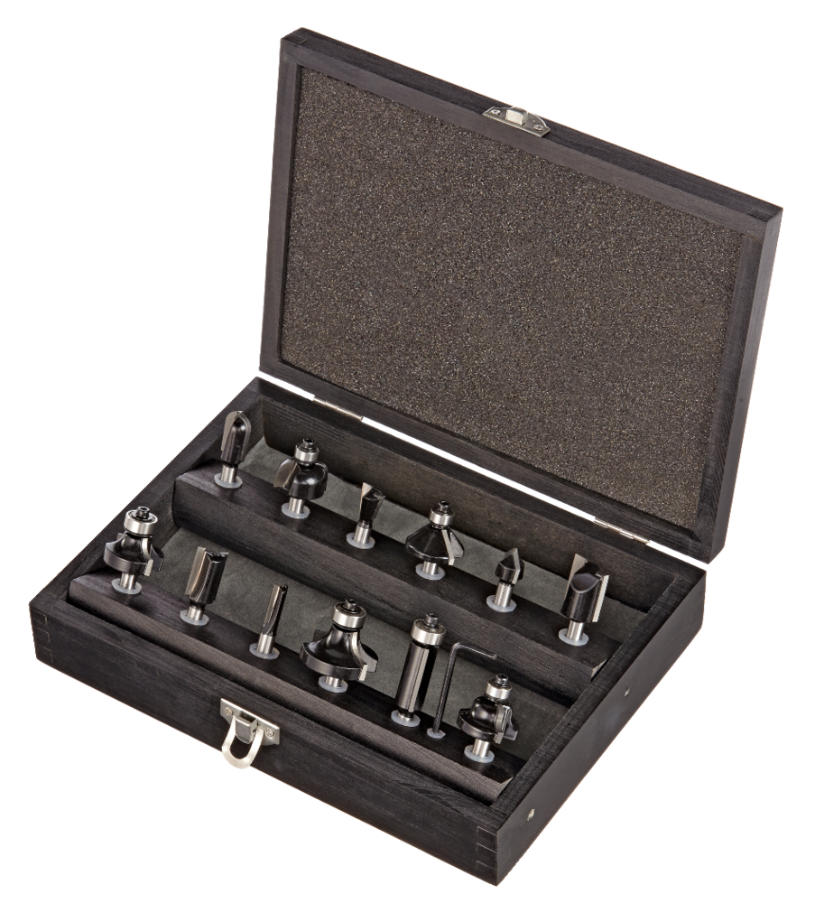 MAXIMUM Assorted Carbide Tipped Router Bit Set with Wood Storage Case 1 4 in Shanks 12 pc Canadian Tire
