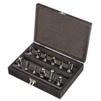MAXIMUM Assorted Carbide-Tipped Router Bit Set with Wood Storage Case, 1/4-in Shanks, 12-pc Front_Angled_Left