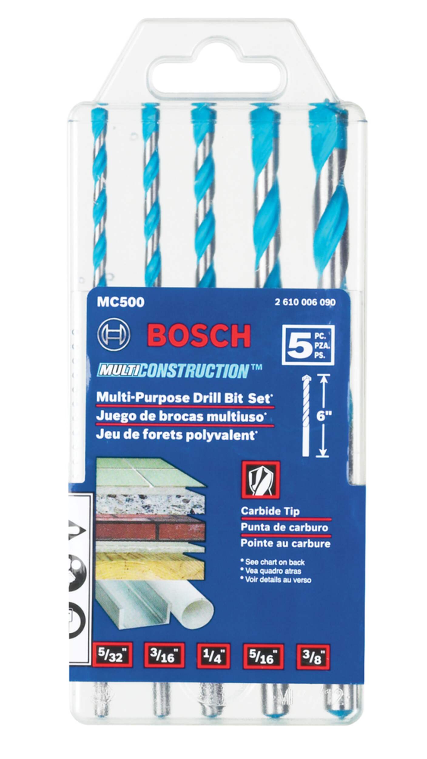 Bosch 18V Lithium-ion Cordless Drill with Bonus 5-pc Set Front_Flat