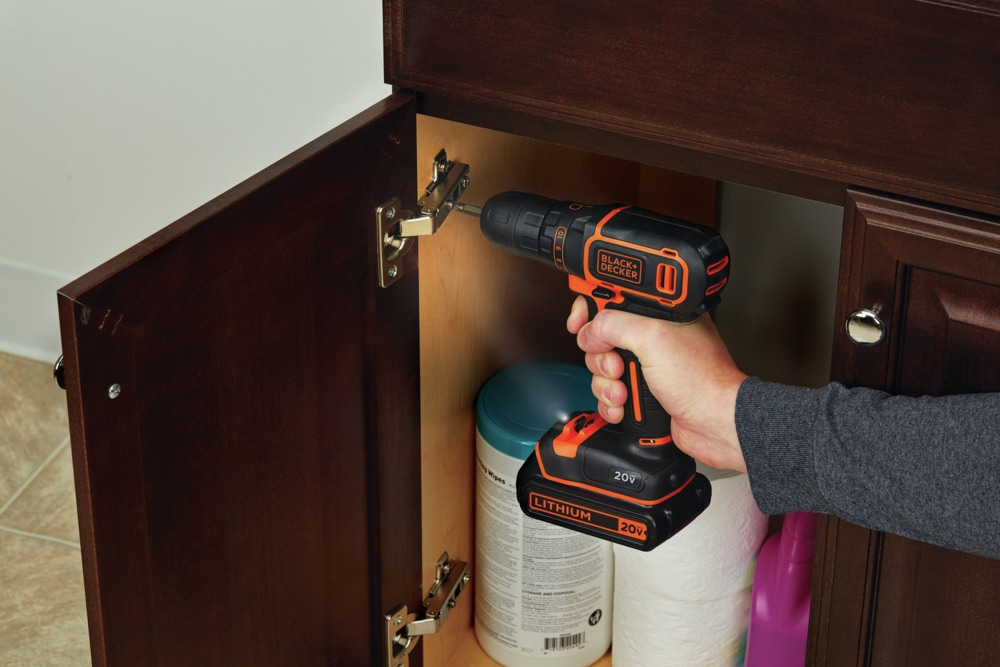 Black + Decker BDCDD120C-2 20V Max Cordless Drill/Driver Kit with Battery & Charger, 3/8-in Back_Angled_Left
