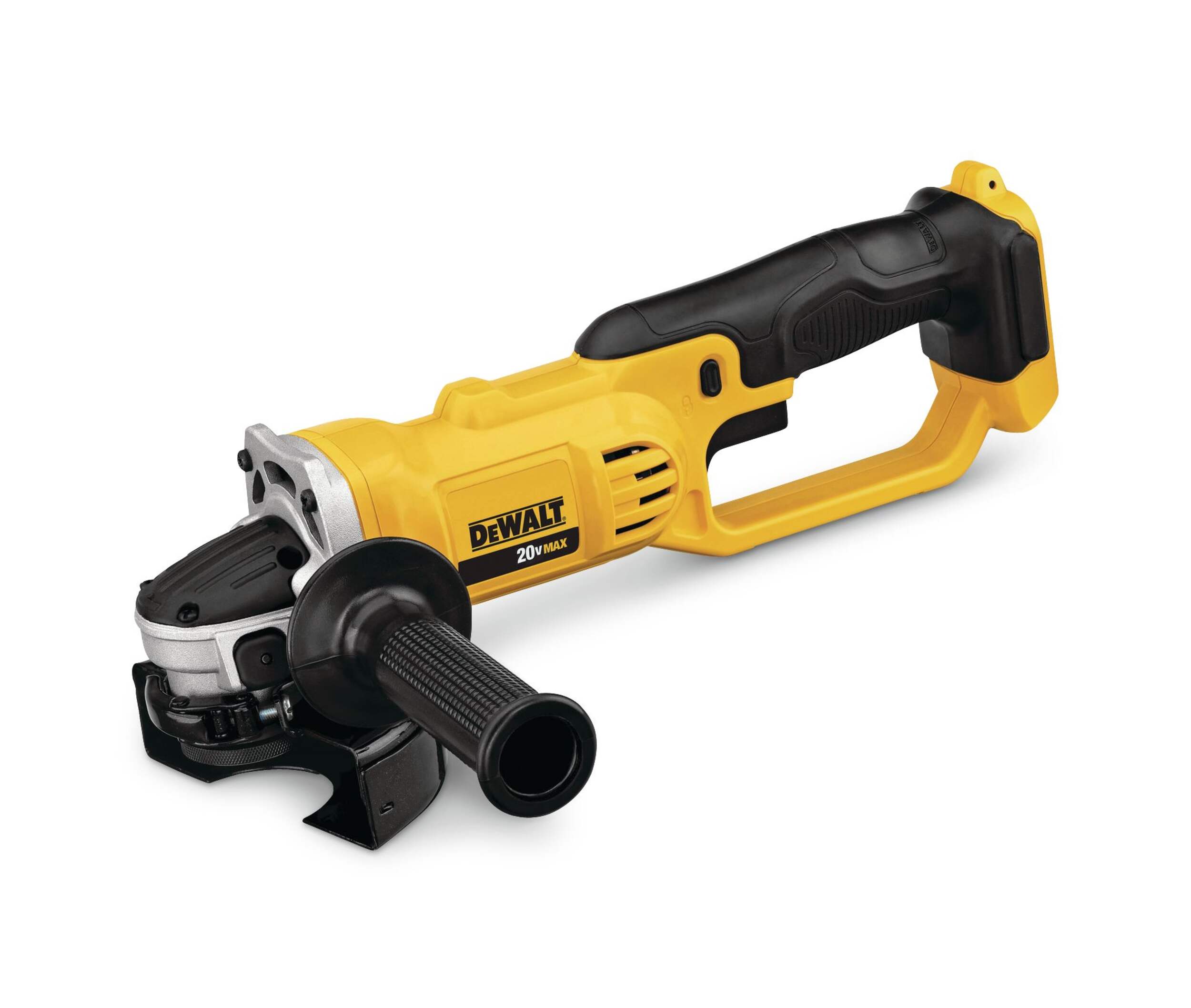 DEWALT DCG412B 20V MAX Lithium Ion Cordless Angle Grinder, Tool Only, 4-1/2-in & 5-in Front_Three_Fourths_Angled_Left