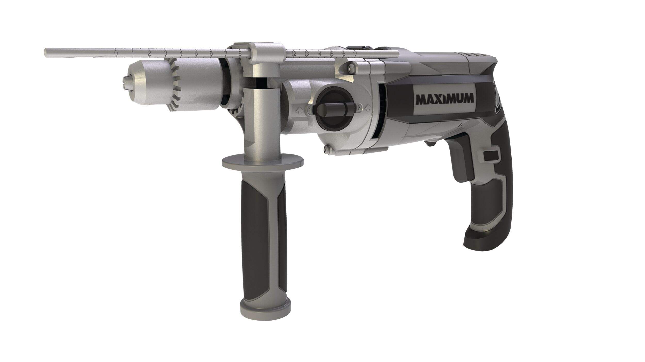 MAXIMUM 8.5A Corded Variable Speed Hammer Drill with Keyed Chuck & Auxiliary Handle, 1/2-in Front_Angled_Left